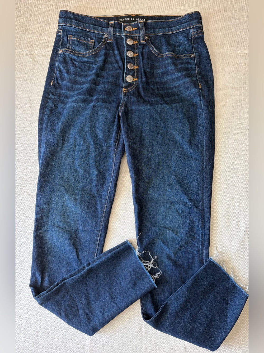 Veronica Beard Hi Rise Button-Fly Skinny Ankle Jeans 27 Designer Lux Preppy EUC